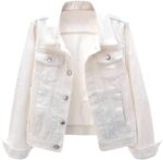 Women's Distressed Ripped Long-Sleeve Denim Jacket