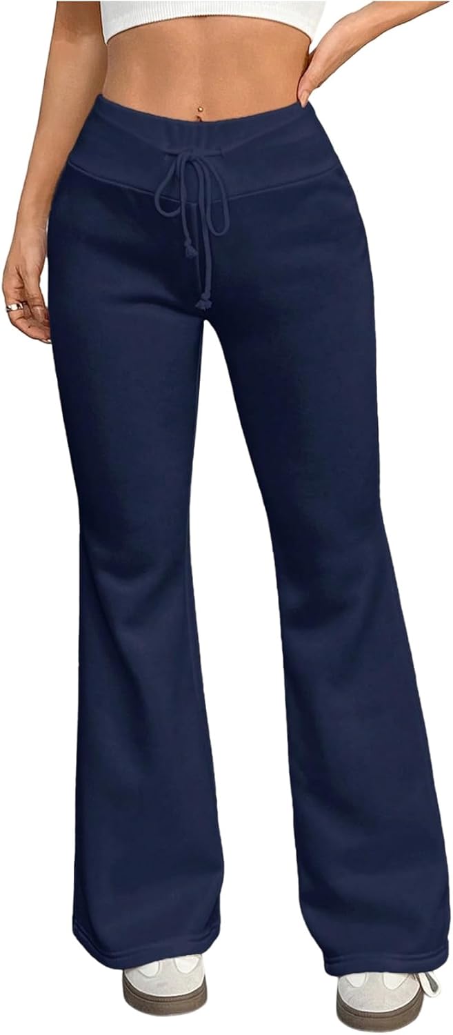 51PIrlQydL._AC_SL1500_.jpg Women's Drawstring Elastic-Waist Casual Flare Pants - Image 1