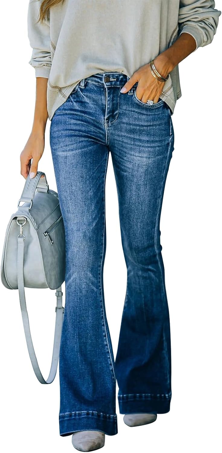61KcB0YBiML._AC_SL1500_.jpg Women's High-Waisted Stretchy Bootcut/Slight Flare Jeans - Image 1