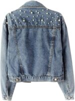 Women's Denim Jacket with Pearl Embroidery - Image 2