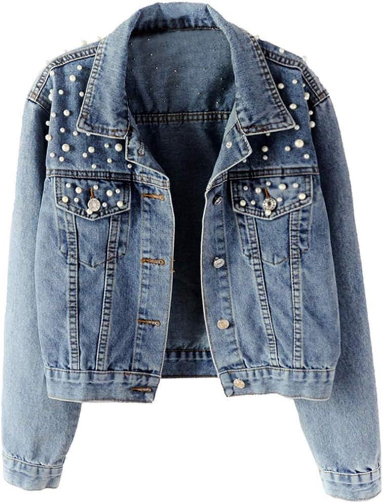 61dNfJXAObL._AC_SL1001_.jpg Women's Denim Jacket with Pearl Embroidery - Image 1
