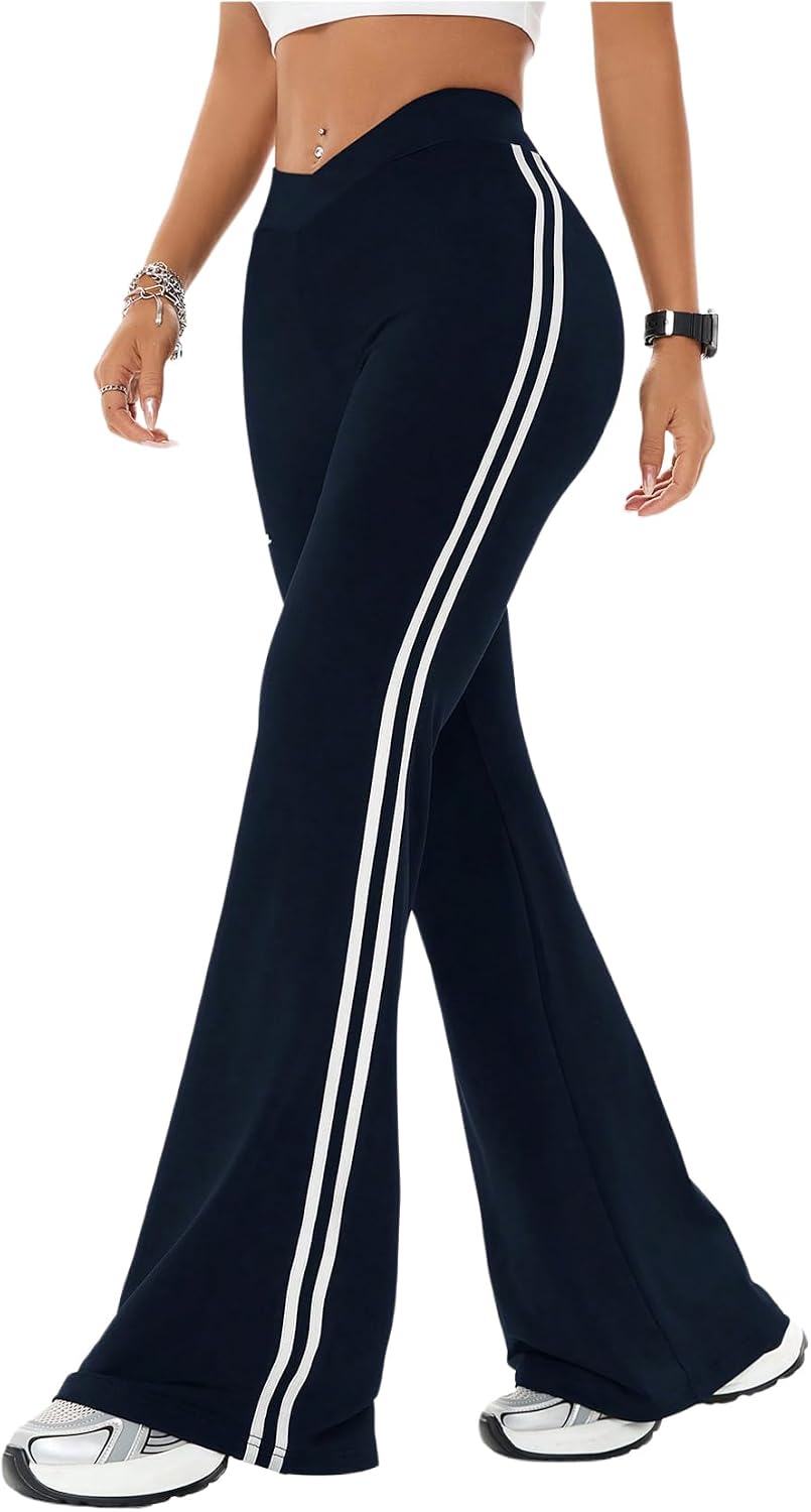 61fyY3liBL._AC_SL1500_.jpg Women's V-Waist Athletic Yoga Flare Pants - Image 1