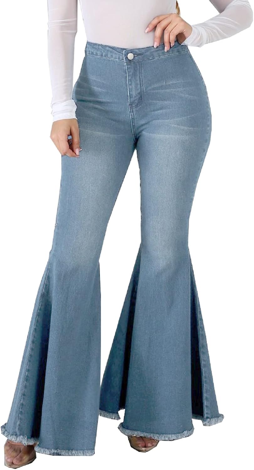 61g0okiLgqL._AC_SL1500_.jpg Women's High-Waisted Distressed Slim-Fit Flare Jeans - Image 1