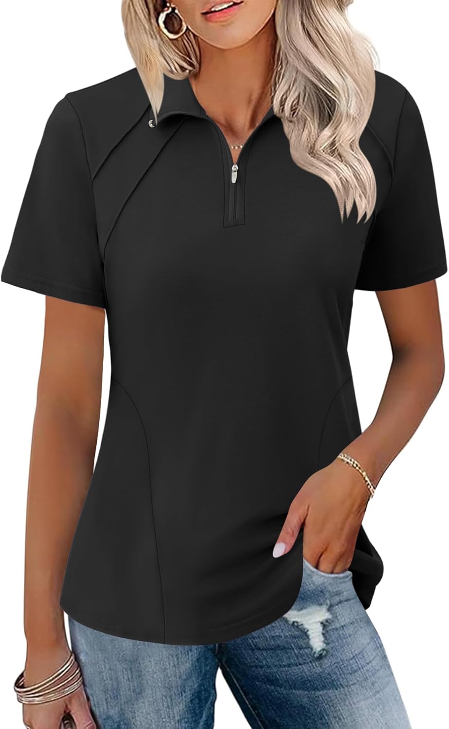 61rkQSZUFL._AC_SL1500_.jpg Quick-Dry Golf Polo With 1/4 Zip - Image 1