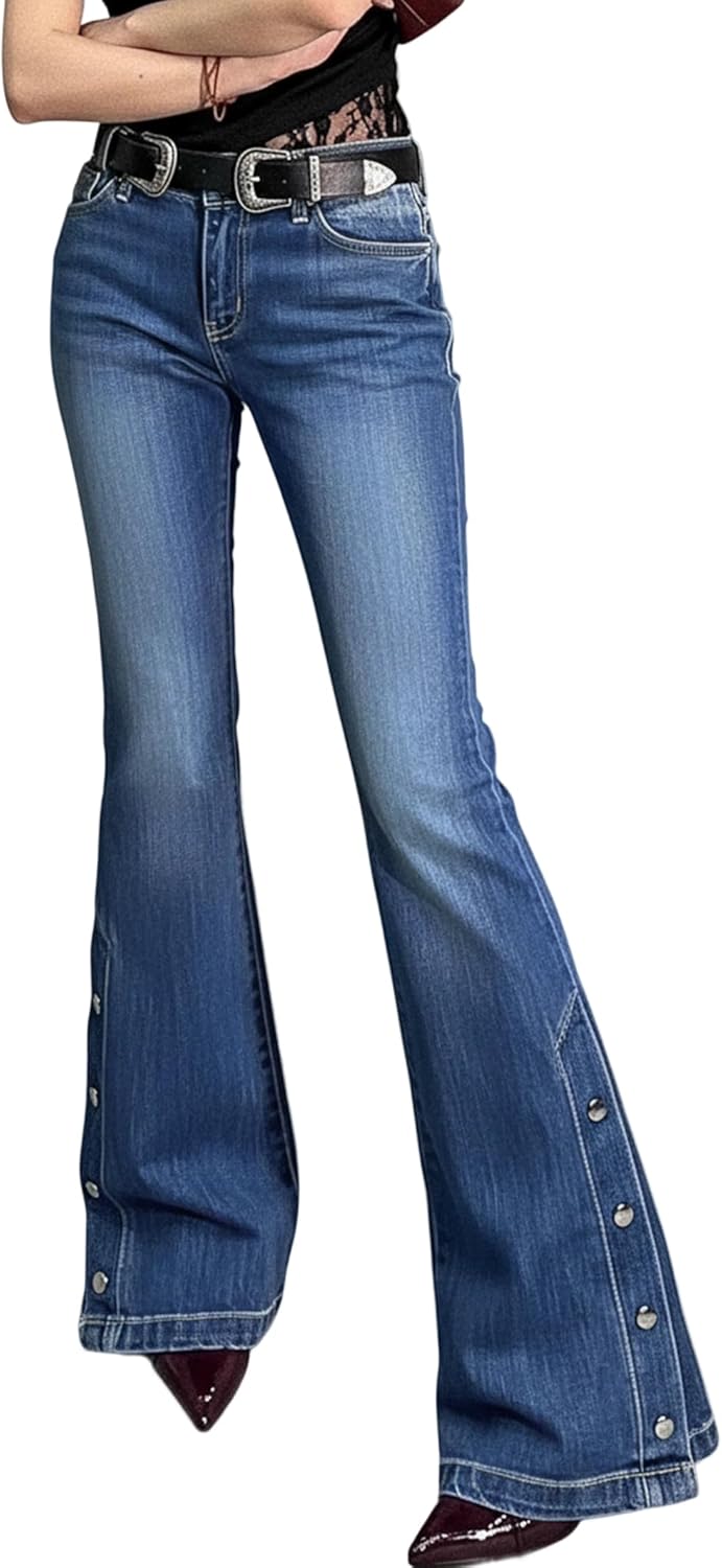 718OpAFgb-L._AC_SL1500_.jpg Women's Mid-Rise Stretchy Bootcut/Slight Flare Jeans - Image 1