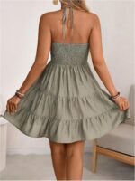 Halter-Neck Backless A-Line Mini Dress With Ruffles - Image 2