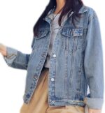 Women's Loose Distressed Boyfriend-Style Denim Jacket