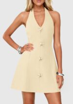 Women's Halter Deep-V Backless A-Line Beach Party Mini Dress - Image 2