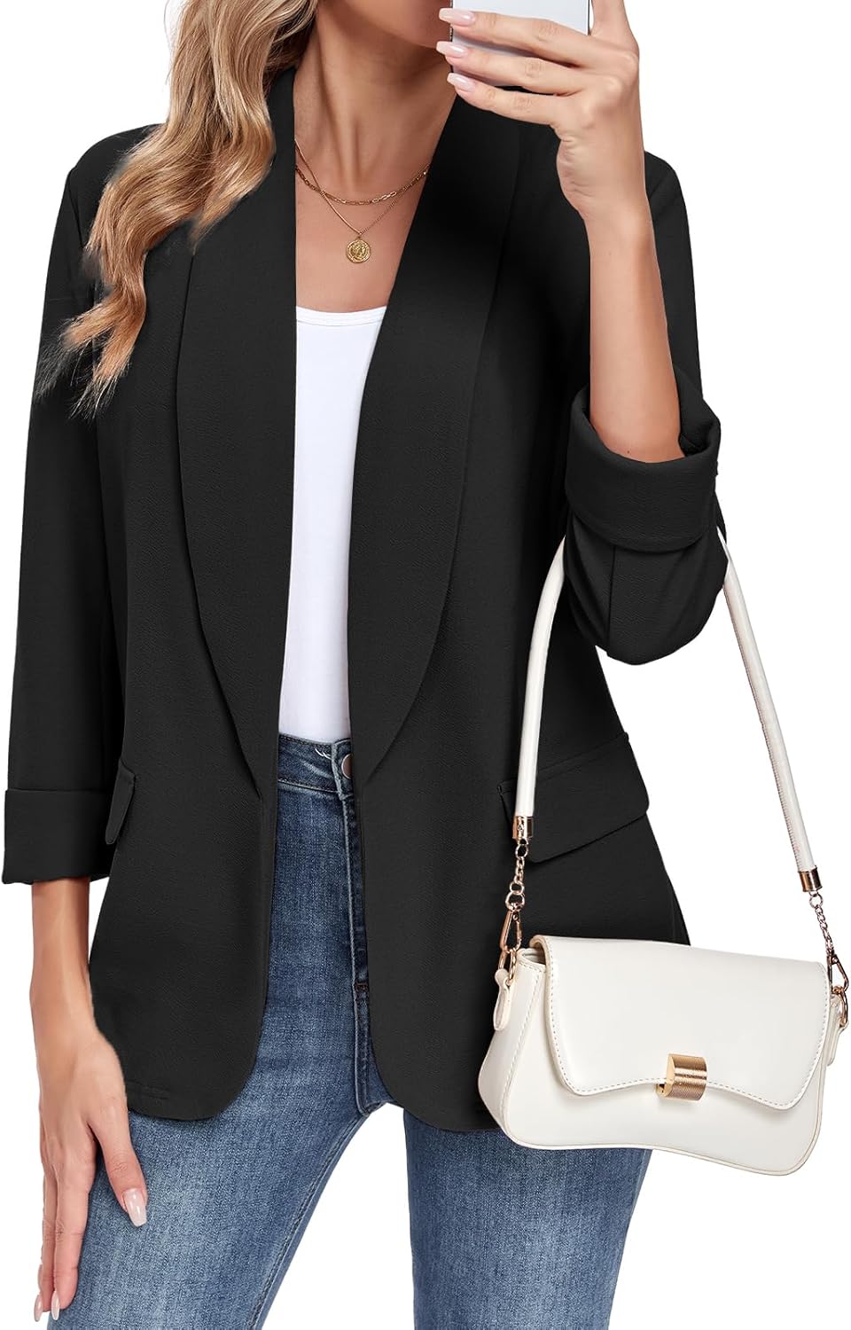 71ij0qrmfWL._AC_SL1500_.jpg Women's Smart-Casual Blazer with Lapel Collar - Image 1