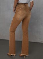Women's High-Waisted Distressed Raw-Hem Flare Jeans - Image 2