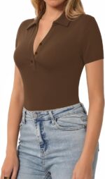 Women's Slim-Fit V-Neck Polo Top - Image 2