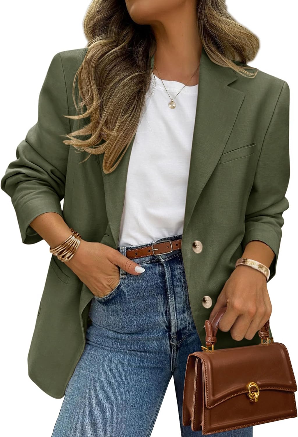 81EJxHNeTL._AC_SL1500_.jpg Women's Open-Front Smart Blazer with Lapel Collar - Image 1