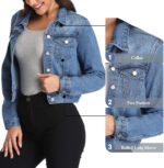 Women's Cropped Denim Jacket with Collar - Image 2