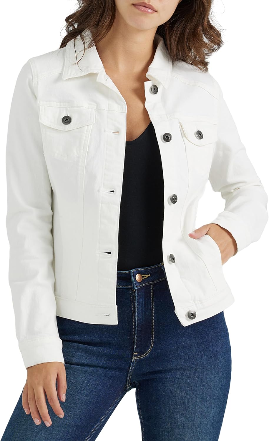 81yEVAZ3cL._AC_SL1500_.jpg Women's Stretchy Slim-Fit Denim Jacket - Image 1