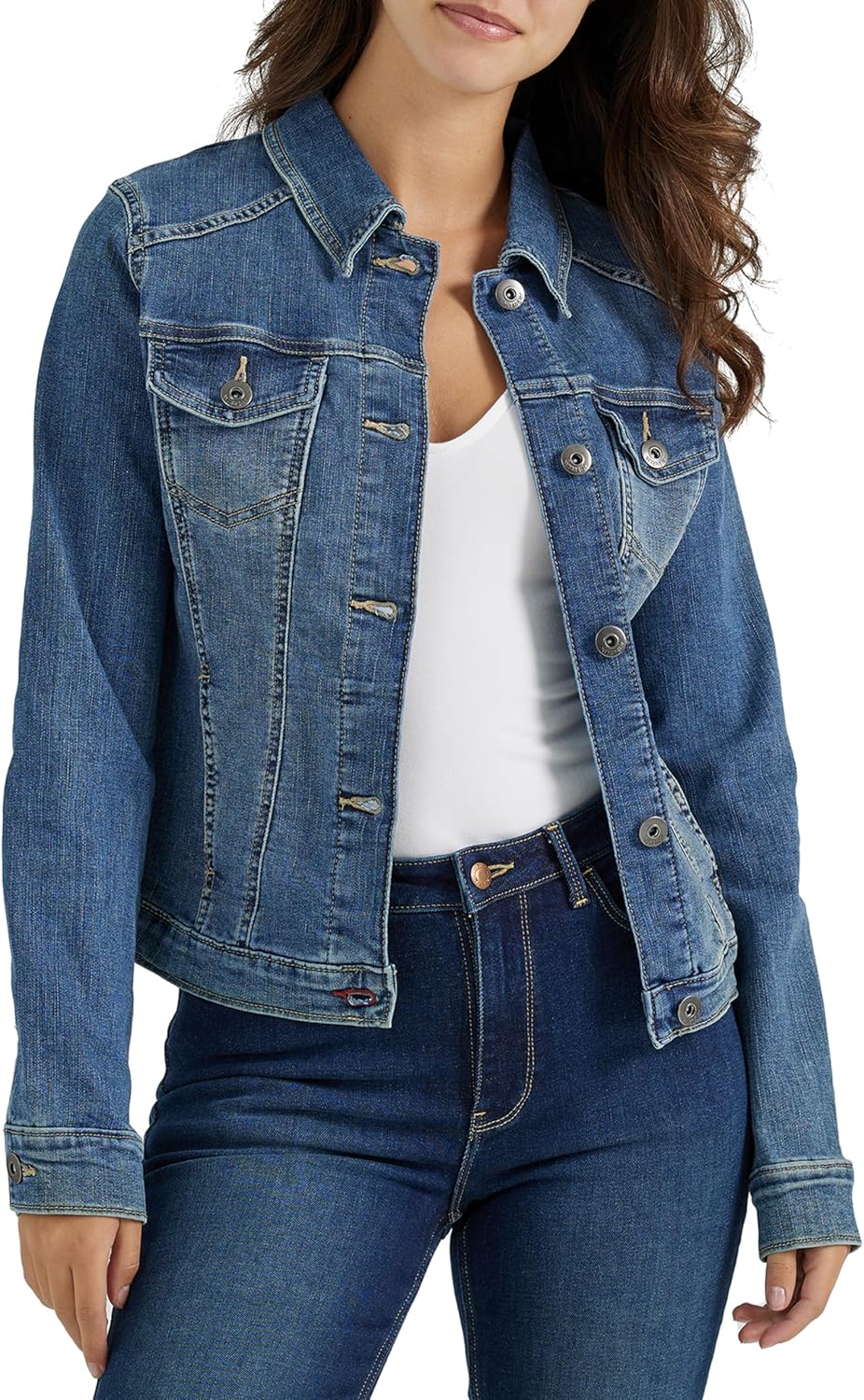 913sLOvALL._AC_SL1500_.jpg Women's Stretchy Slim-Fit Denim Jacket - Image 1